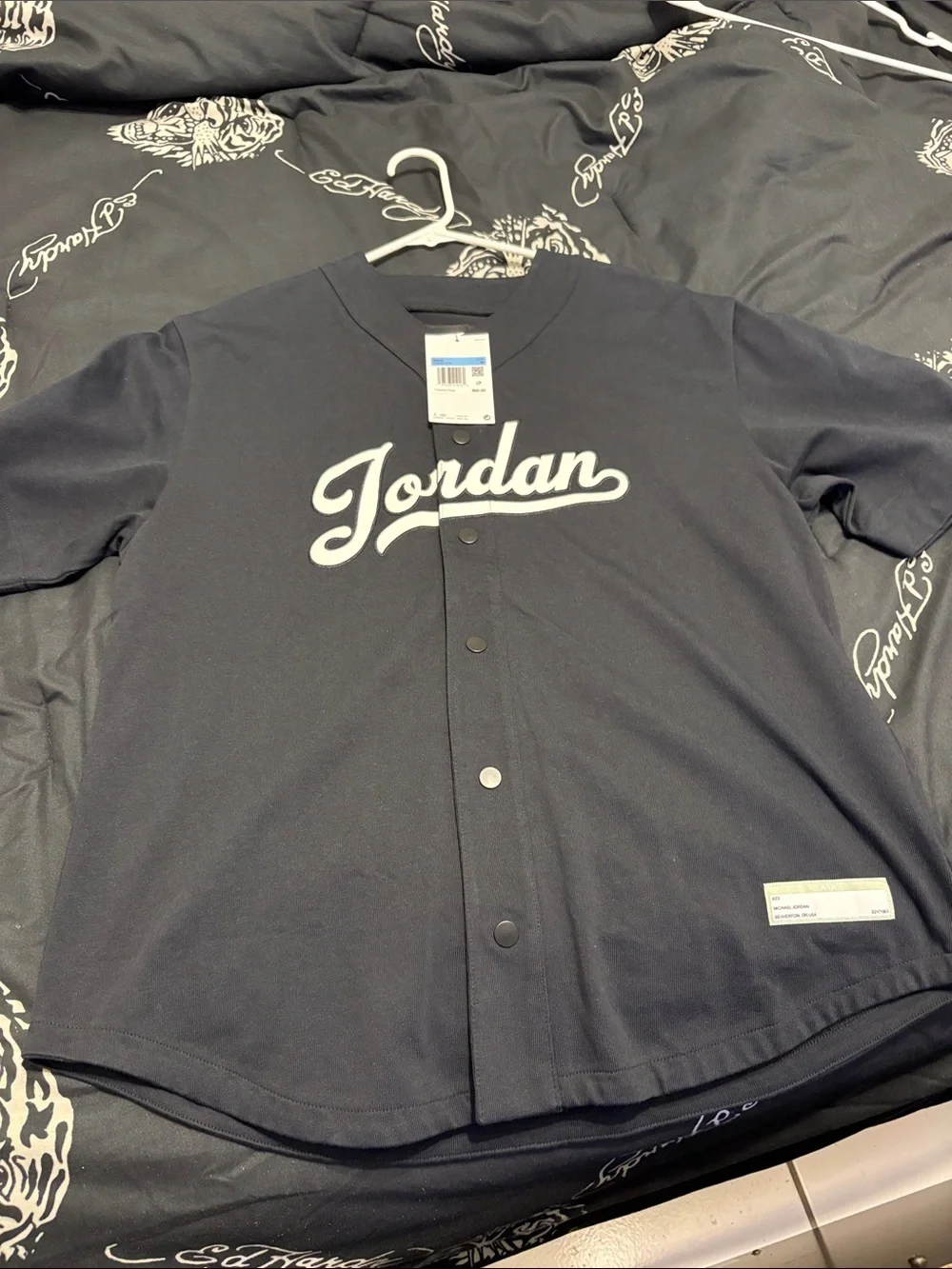 Jordan Black Button-Front Baseball  Jersey Sz medium mens